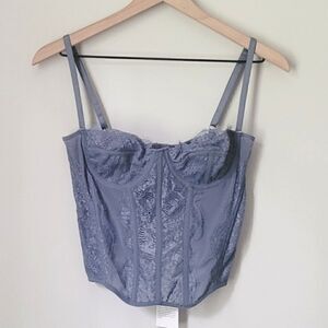 New Dealmore Blue Lace Corset Bodice Size Medium NWT